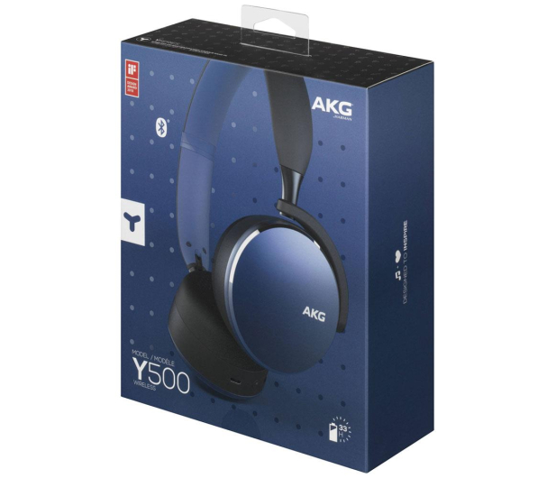 AKG Y500 Wireless Niebieskie - 508027 - zdjęcie 4